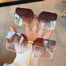 Load image into Gallery viewer, New Fashion Oversize Gradient Sunglasses For Women Vintage Alloy Chain Frame Rivet Square Sun Glasses Female Elegant Shades
